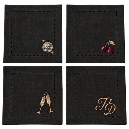 Holiday Things Embroidered Cocktail Napkins (Set of 4) | Hilary Duff
