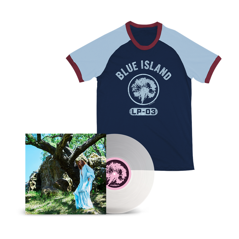 Fan Pack - Blue Island - Translucent Milky Clear Vinyl & Blue Island Raglan Tee | Rayvn Lenae