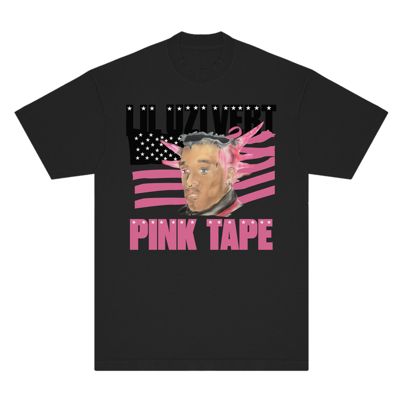 Lil Uzi Vert Pink Tape Black Portrait T-Shirt