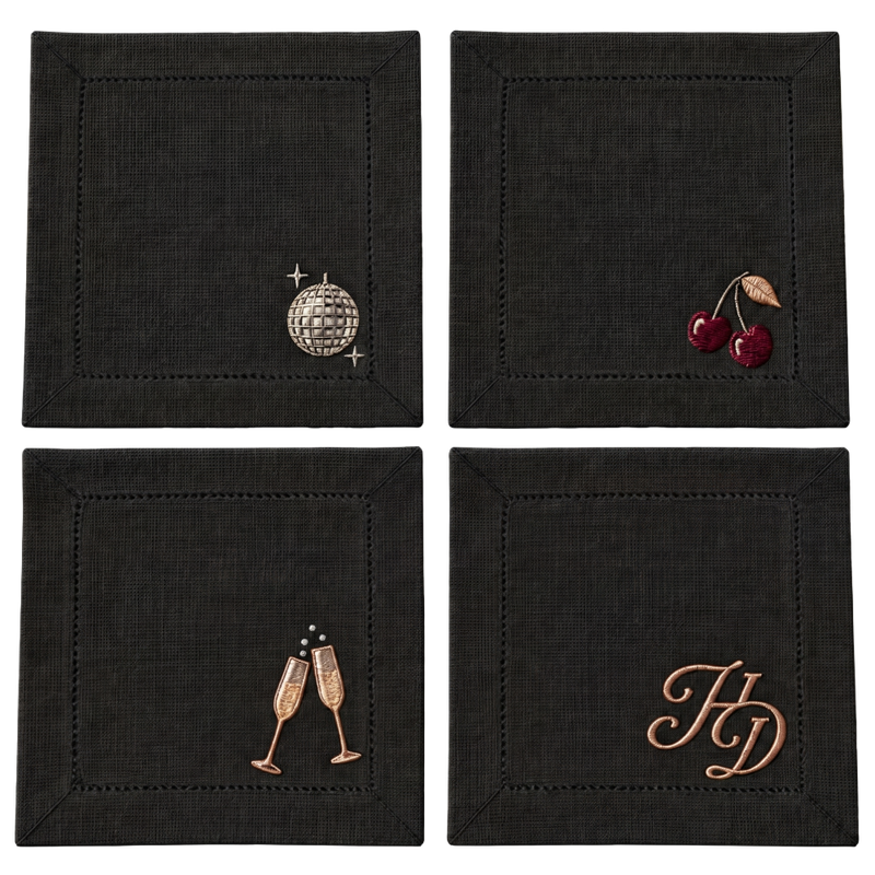 Holiday Things Embroidered Cocktail Napkins (Set of 4) | Hilary Duff