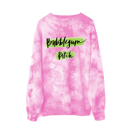 The ‘Bubblegum Bitch’ Acid Green ’N Pink Tie Dye Sweatshirt