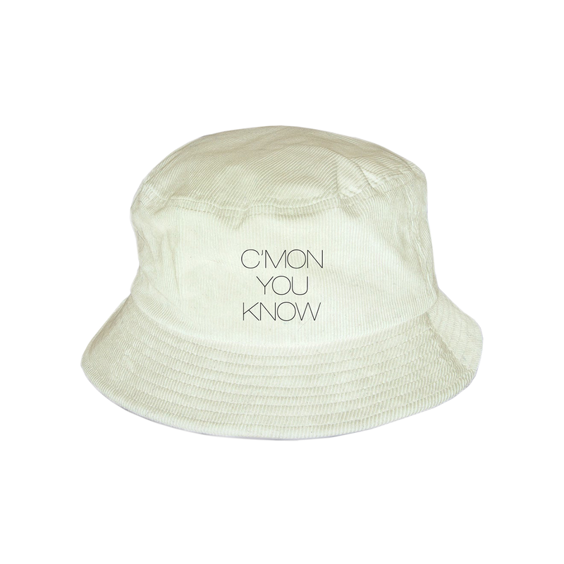 C’MON YOU KNOW Embroidered Bucket Hat White