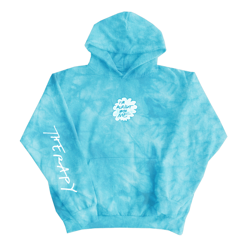 I’m Alright With Me Tie Dye Hoodie Blue