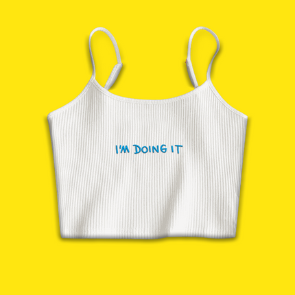 I'M DOING IT Embroidered Singlet Crop Top